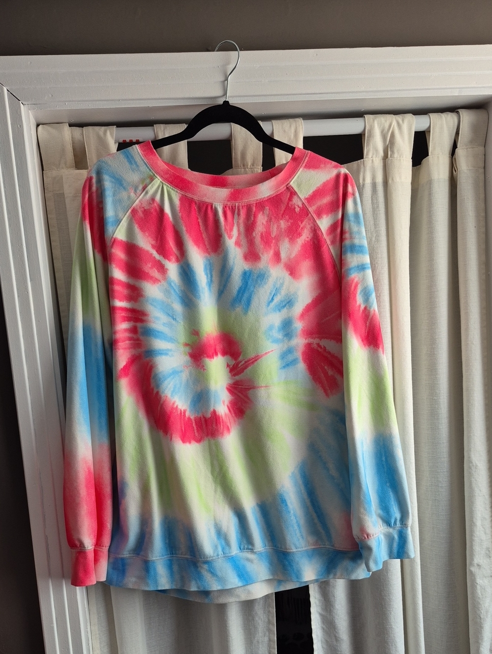 Women's Tie-Dye Crewneck Sweatshirt - Pink & Blue